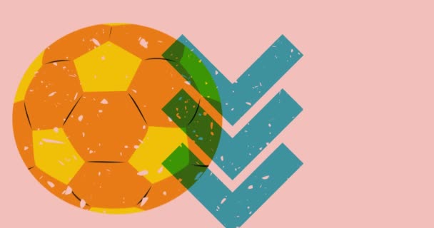 Bola Futebol Risograph Com Formas Geométricas Animação Objeto Esportivo Design — Vídeo de Stock