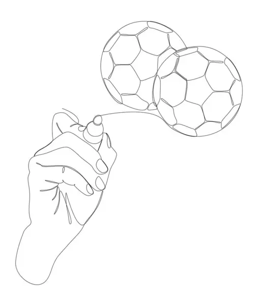 Una Línea Continua Pelota Fútbol Dibujada Con Rotulador Concepto Vectorial — Vector de stock