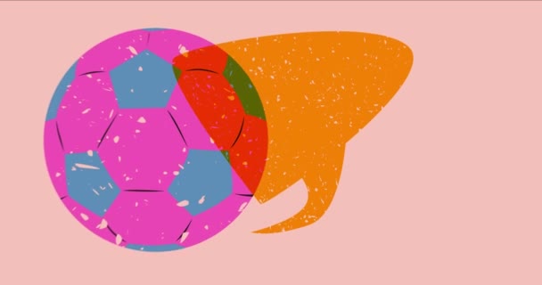 Risograph Fotbalový Míč Logem Bublina Geometrické Tvary Animace Sportovní Objekt — Stock video