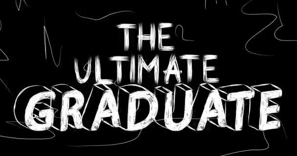 Den Ultimata Graduate Ord Animation Gamla Kaotiska Filmremsa Med Grunge — Stockvideo