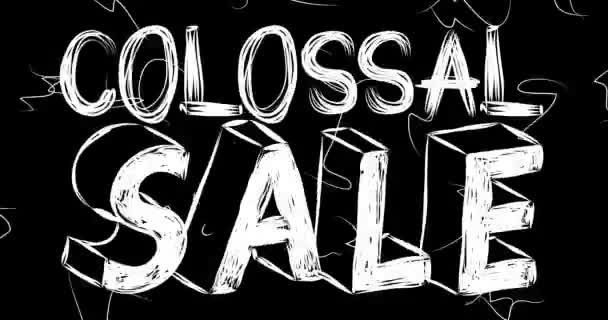Colossal Sale Word Animation Old Chaotic Film Strip Grunge Effect — Stock Video