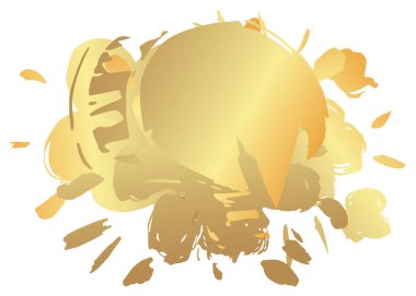 Altın renkli graffiti konuşma balonu. Soyut Çağdaş Mesajlaşma tabelası sokak sanatı dekorasyonu, Tartışma simgesi kentsel resim tarzında icra edildi.