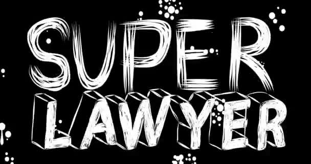 Super Lawyer Word Animation Old Chaotic Film Strip Grunge Effect — Stock Video