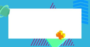 Metin video için yer alan geometrik grafik retro tema arkaplanı. Asgari geometrik elementler çerçeve animasyonu. Reklam için klasik soyut şekiller.
