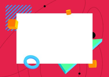 Metin için yeri olan geometrik grafik retro teması. Minimum geometrik elementler çerçevesi. Reklam için klasik soyut şekiller vektör illüstrasyonuName.