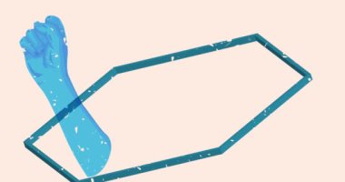 Risograph yumruk ve geometrik şekiller animasyon. Protestocu eli trend riso grafik tasarım videosunda.