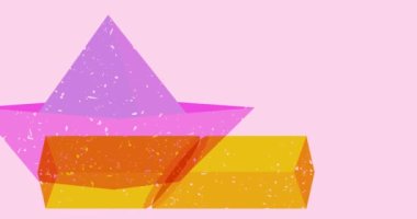 Geometrik şekilli risograph kağıt gemi animasyonu. Geometri elemanları ile modayı değiştiren riso grafik tasarımı.
