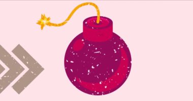 Geometrik şekilli risograf bombası animasyon. Moda riso grafik tasarımında nesne hareket ediyor.