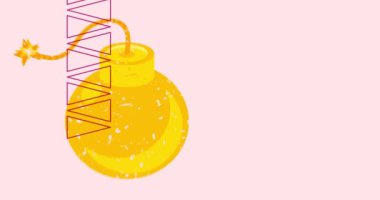 Geometrik şekilli risograf bombası animasyon. Moda riso grafik tasarımında nesne hareket ediyor.