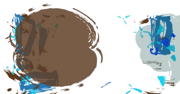 抽象ブラウンとブルーグラフィティスピーチバブルアニメーション 白い背景にアーバンスタイルのメッセージサイン 現代トークアイコン漫画ビデオ — ストック動画