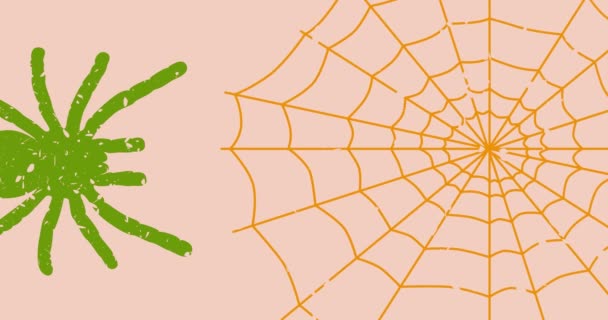 Spider Halloween Risographe Style Vidéo Avec Des Formes Géométriques Objet — Video