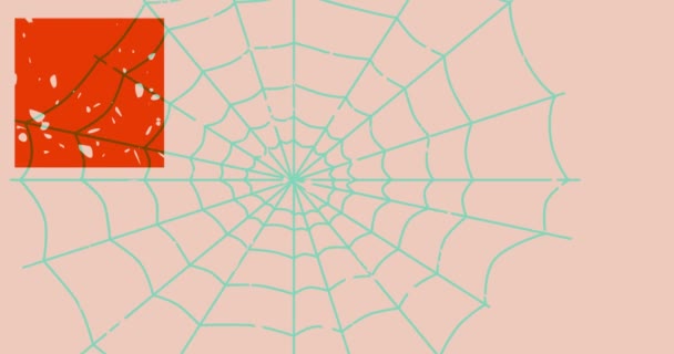 Spider Halloween Risograph Estilo Video Con Formas Geométricas Objeto Movimiento — Vídeos de Stock