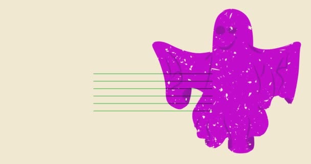 Risographe Halloween Fantôme Bulle Parole Avec Des Formes Géométriques Animation — Video