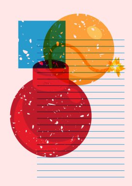 Geometrik şekilli risograf bombası. Moda riso grafik tasarımlı nesne. Geometri ögeleri soyut yazdırma dokusu biçimi.