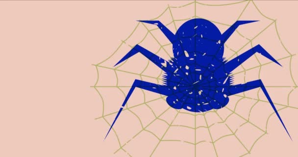 Spider Halloween Risograph Style Video Speech Bubble Geometric Shapes Moving — Stock Video