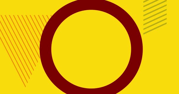 Желтый Красный Бирюзовый Геометрические Формы Фоновое Видео Простое Геометрическое Винтажное — стоковое видео