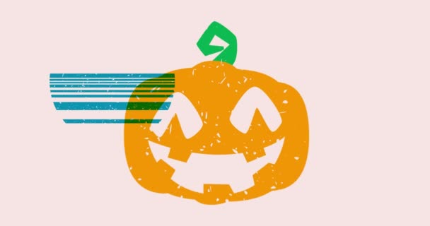 Halloween Con Jack Lantern Animación Formas Geométricas Diseño Gráfico Riso — Vídeo de stock