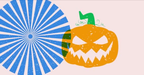 Halloween Con Jack Lantern Animación Formas Geométricas Diseño Gráfico Riso — Vídeos de Stock