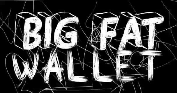Big Fat Wallet Ord Animation Gamla Kaotiska Filmremsa Med Grunge — Stockvideo