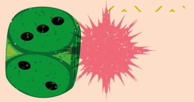 Zar ve geometrik şekiller animasyonu canlandırır. Moda riso grafik tasarımlı nesne. Geometri ögeleri risograph biçimi video.