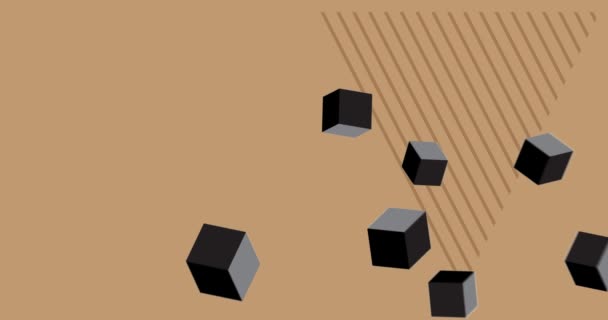 忙しい黒 青と茶色の幾何学的な形の背景ビデオテンプレート シンプルな移動幾何学的ヴィンテージミニマルグラフィック漫画の動き レトロテーマのバックドロップ — ストック動画