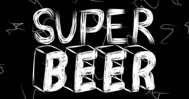 Super Beer Wort Animation Von Alten Chaotischen Filmstreifen Mit Grunge — Stockvideo