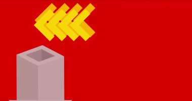 Meşgul kırmızı, sarı ve beyaz geometrik arka plan video şablonu. Soyut şekil tasarımı. Basit hareket eden geometrik vintage minimal grafik çizgi film hareketi. Geçmiş tema arkaplanı.