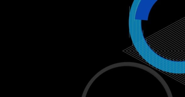 忙しい黒 青と白の幾何学的な形の背景ビデオテンプレート シンプルな移動幾何学的ヴィンテージミニマルグラフィック漫画の動き レトロテーマのバックドロップ — ストック動画