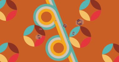 Retro 70 'lerin arka plan animasyonu. 1970 'lerin modern soyut sanat videosu. Minimalist Vintage Eski moda gökkuşağı renkli sanat eserleri.