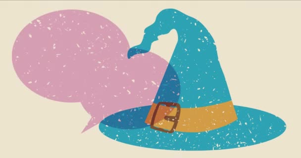 Cadılar Bayramı Cadısının Şapkası Geometrik Şekilli Konuşma Baloncuğu Animasyonu Moda — Stok video