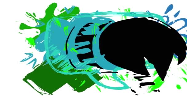 Абстрактно Зеленая Черно Синяя Анимация Пузыря Речи Граффити Надпись Городском — стоковое видео