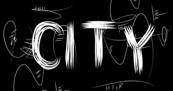Miejskie Słowo Animacja Starego Chaotycznego Paska Filmowego Efektem Grunge Zajęty — Wideo stockowe
