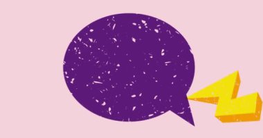 Risograph konuşma baloncuğu geometrik şekiller animasyon. Hareketli Tartışma, Geometri elemanları ile trend riso grafik tasarımında ileti işareti.