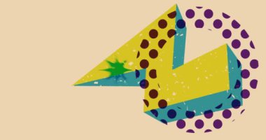 Renkli geometrik şekiller animasyon. Moda riso grafik tasarımlı nesne. Geometri ögeleri soyut risograf baskı desen tarzı video.
