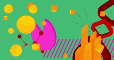 Çok renkli geometrik arkaplan video şablonu meşgul. Soyut şekil tasarımı. Basit hareket eden geometrik vintage minimal grafik çizgi film hareketi. Geçmiş tema arkaplanı.