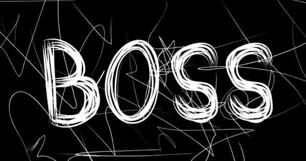 Boss Λέξη Animation Παλιό Χαοτικό Ταινία Ταινία Grunge Αποτέλεσμα Απασχολημένη — Αρχείο Βίντεο