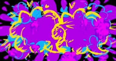 Soyut Beyaz Graffiti Konuşma Baloncuğu animasyonu. Renkli arkaplanda şehir tarzı İleti işareti. Modern konuşma simgesi çizgi film videosu.