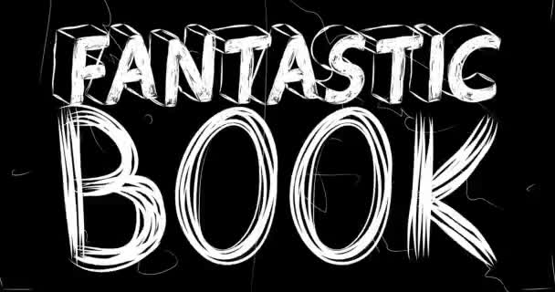 Fantastyczne Słowo Książki Animacja Starego Chaotycznego Paska Filmowego Efektem Grunge — Wideo stockowe