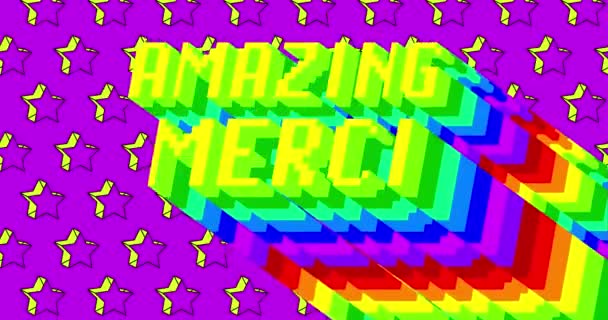 Incroyable Merci Merci Français Mot Animé Avec Longues Couches Multicolores — Video