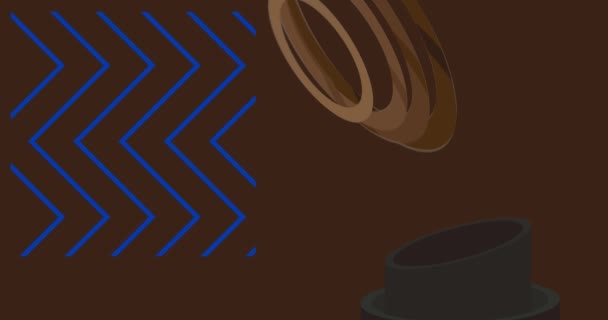 忙しい茶色 青と赤の幾何学的な形の背景ビデオテンプレート シンプルな移動幾何学的ヴィンテージミニマルグラフィック漫画の動き レトロテーマのバックドロップ — ストック動画