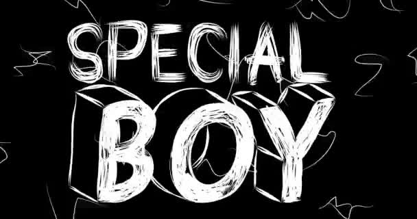Speciální Chlapecká Slovní Animace Starého Chaotického Filmového Pásu Grunge Efektem — Stock video