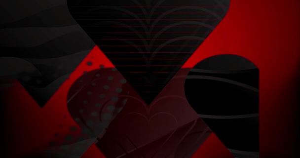 ゴールデンハートライン 4Kアニメーションの赤い背景からの黒いハートとのロマンチックなアニメーション背景ビデオ 挨拶の休日 愛を表現するレトロスタイルの壁紙 — ストック動画