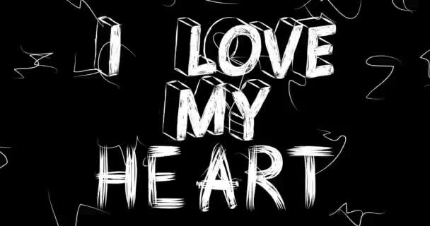 Love Heart Animation Mot Vieux Film Chaotique Bande Avec Effet — Video