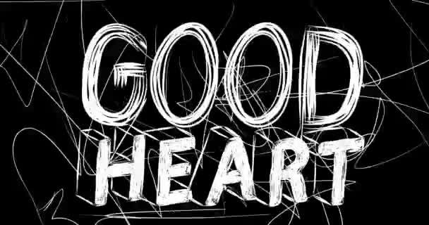 Good Heart Word Animation Old Chaotic Film Strip Grunge Effect — Stock video
