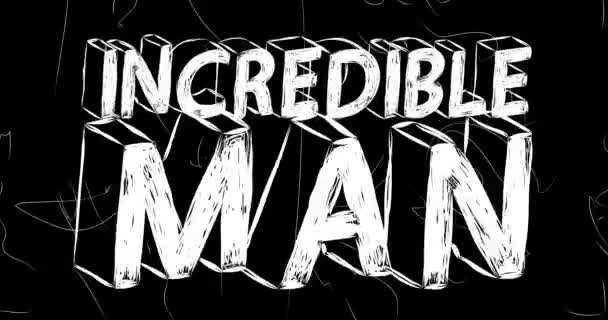 Otroligt Man Ord Animation Gamla Kaotiska Filmremsa Med Grunge Effekt — Stockvideo