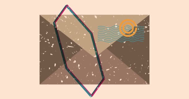 幾何学的な形のアニメーションが付いているリゾグラフのメールの手紙の封筒 トレンディなリソグラフデザインビデオでの移動オブジェクト — ストック動画