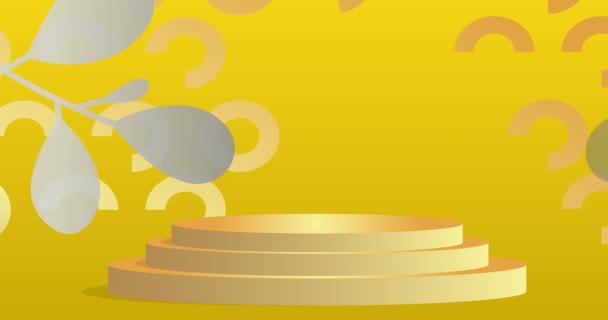 Yellow White Gold Mockup Product Display Animation Cylinder Pedestal Podium — Stock Video
