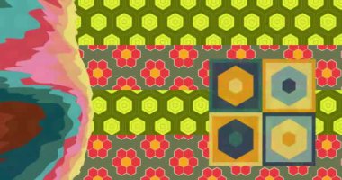 70 'lerin modası geçmiş arka plan animasyonu. 1970 'lerin sanat videosu. Minimalist Vintage Eski moda gökkuşağı renkli sanat eserleri.