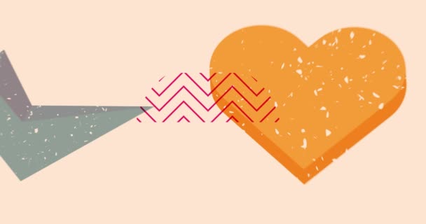 Geometrik Şekilli Risograph Kalp Animasyonu Moda Riso Grafik Tasarım Videosunda — Stok video