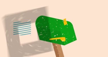 Geometrik şekilli risograph posta kutusu animasyon. Moda riso grafik tasarım videosunda nesne taşınıyor.